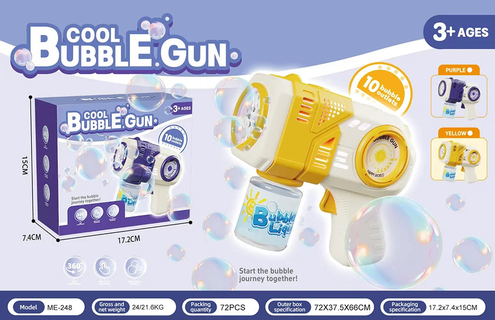 Hot Selling Bubble Guns Soap Toy for Kids Electric Bubble Gun With Light Automatic Bubble Gun for Wedding Toys