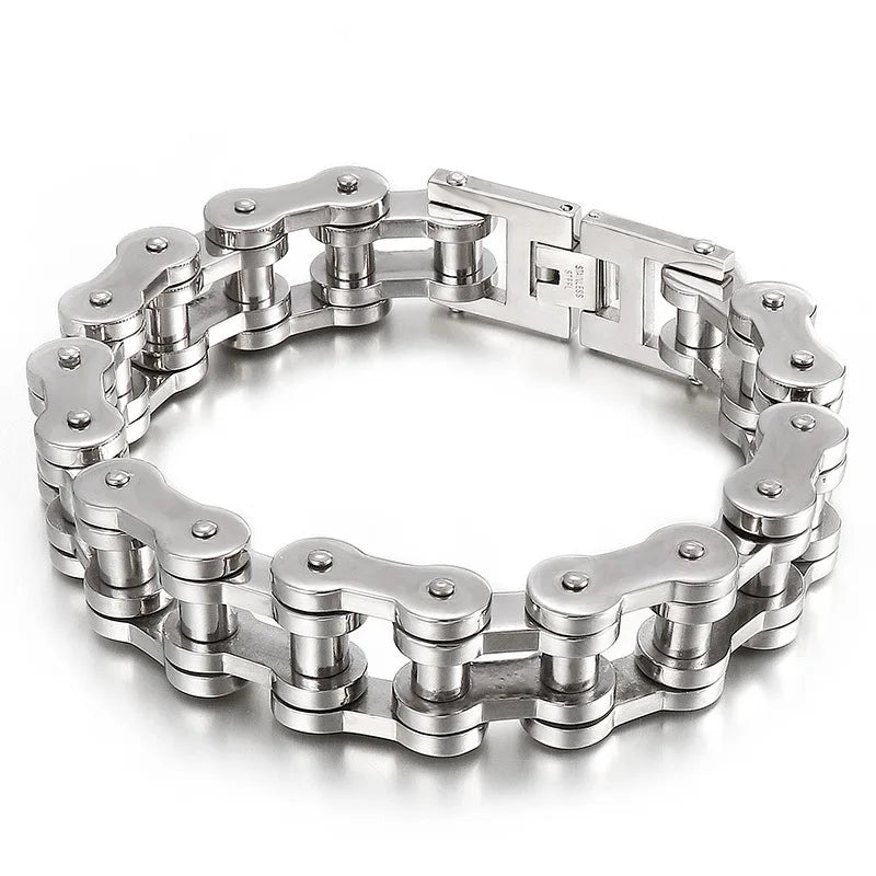 Trendy men's fashion accessories stainless steel bracelet Simple and versatile motorcycle bicycle chain men's jewelry