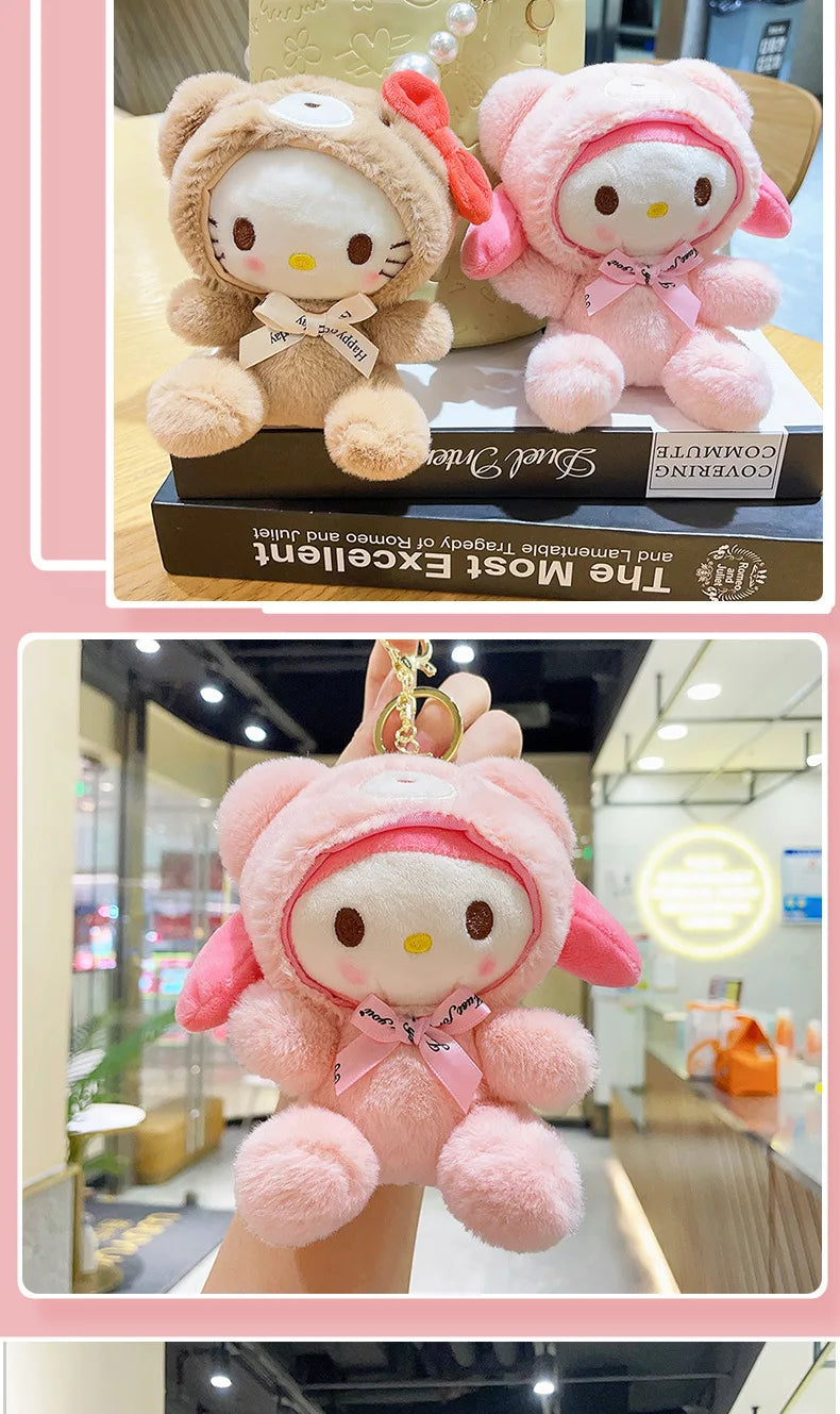 Cute Cross-Dressing Bear Mini Plush Pendant Doll Super Soft Wholesale Melody Cartoon Keychain Toy  Feature Washed