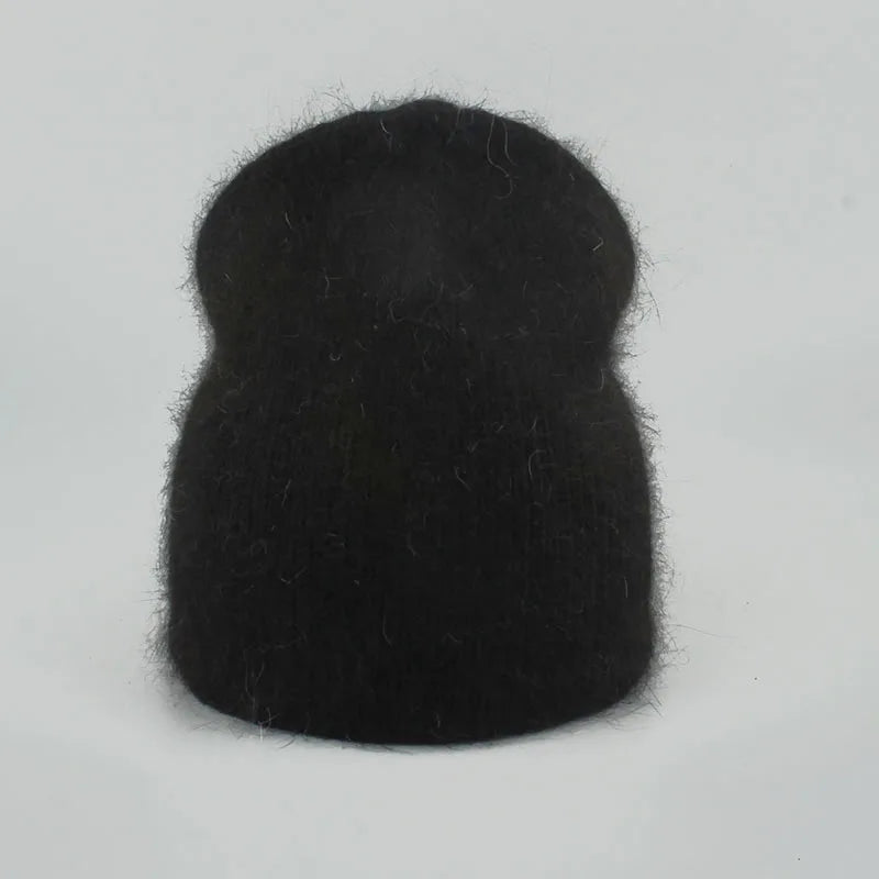 Autumn Winter Hat For Women 70% Rabbit Fur Winter Cap Fashion Warm Knitted Beanie Hats Women Solid Adult Cover Head Caps