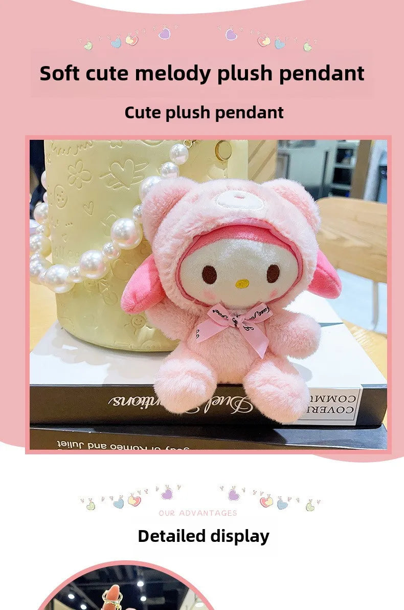 Cute Cross-Dressing Bear Mini Plush Pendant Doll Super Soft Wholesale Melody Cartoon Keychain Toy  Feature Washed