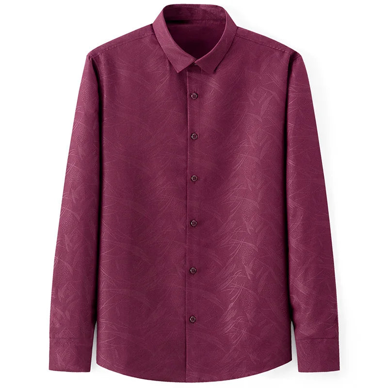 2025 Men Shirt Fashion Formal Shirts for Men Long Sleeved Printed Slim Fit Male Social Business Dress Shirt Drop Shipping MY199