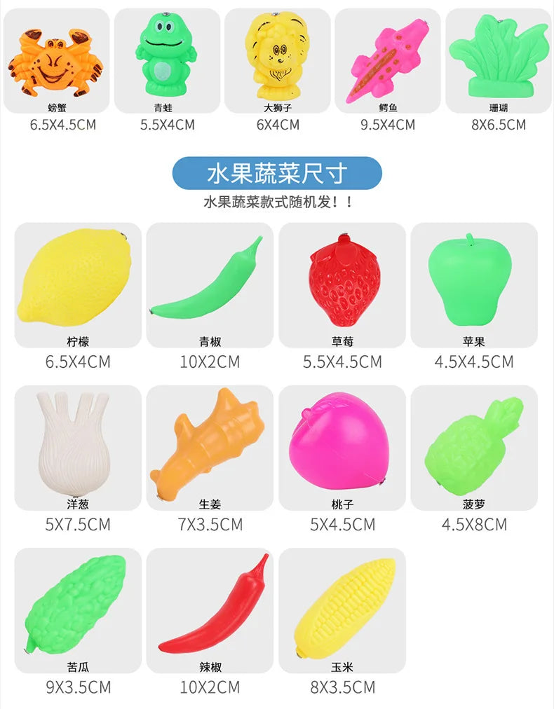 Kids' Fishing Toy Set Play Water Toys for Baby Magnetic Rod and Fish with Inflatable Pool Outdoor Sport Toys for Children