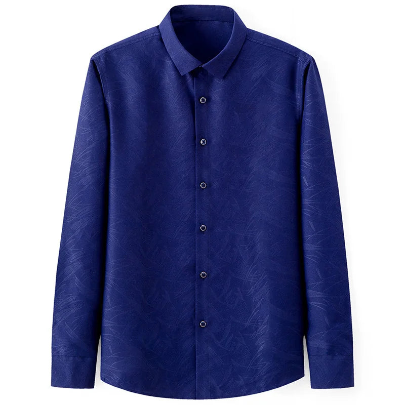 2025 Men Shirt Fashion Formal Shirts for Men Long Sleeved Printed Slim Fit Male Social Business Dress Shirt Drop Shipping MY199