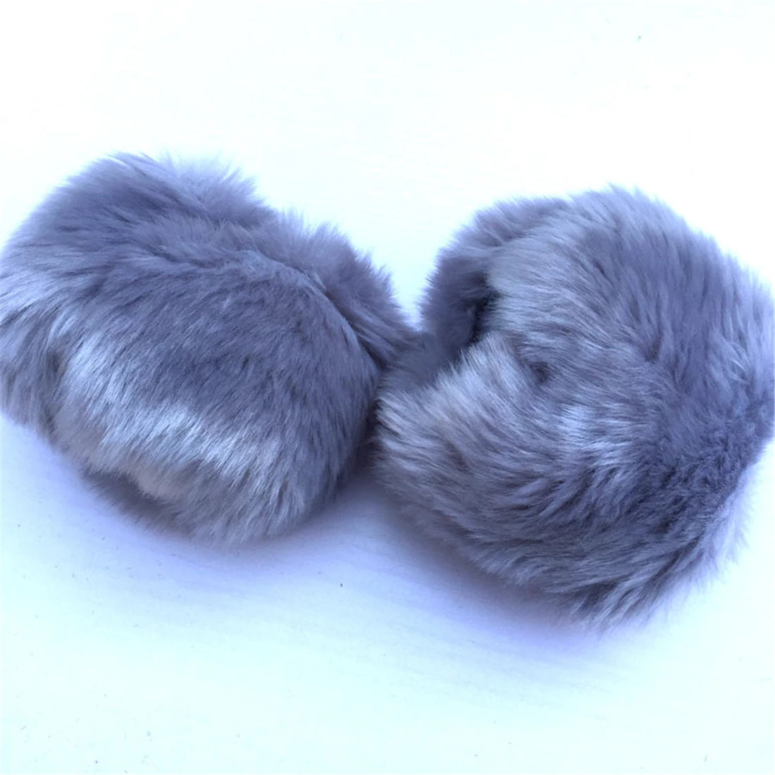 1 Pair Winter Warm Women Arm Warmer Faux Fur Soft Elastic Wrist Slap On Cuffs Arm Warmer Plush Thicken Accessories Gray White