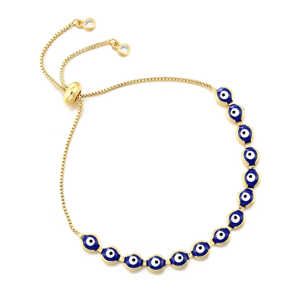 Fashion Lucky Black White Red enamel Eyes Charm Bracelet Eye Beaded Bangle For Women Free Adjustment New Fashion Jewelry Gift