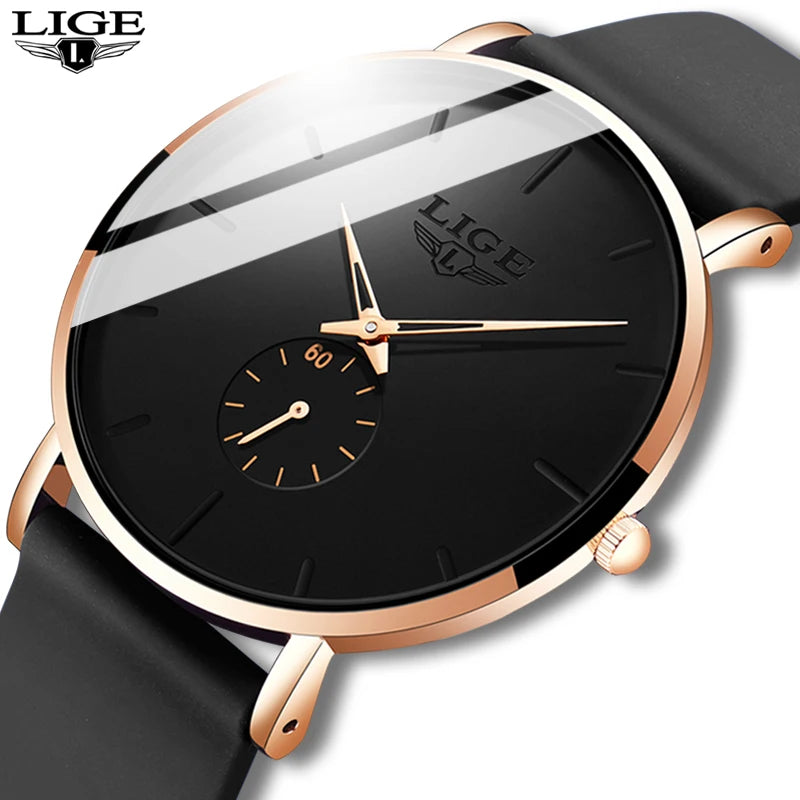 LIGE LG10006 Brand Fashion Men's Watches Factory Luxury Waterproof Simple Ultra-Thin Watches Sport Clock Wrist Quartz Watch Men