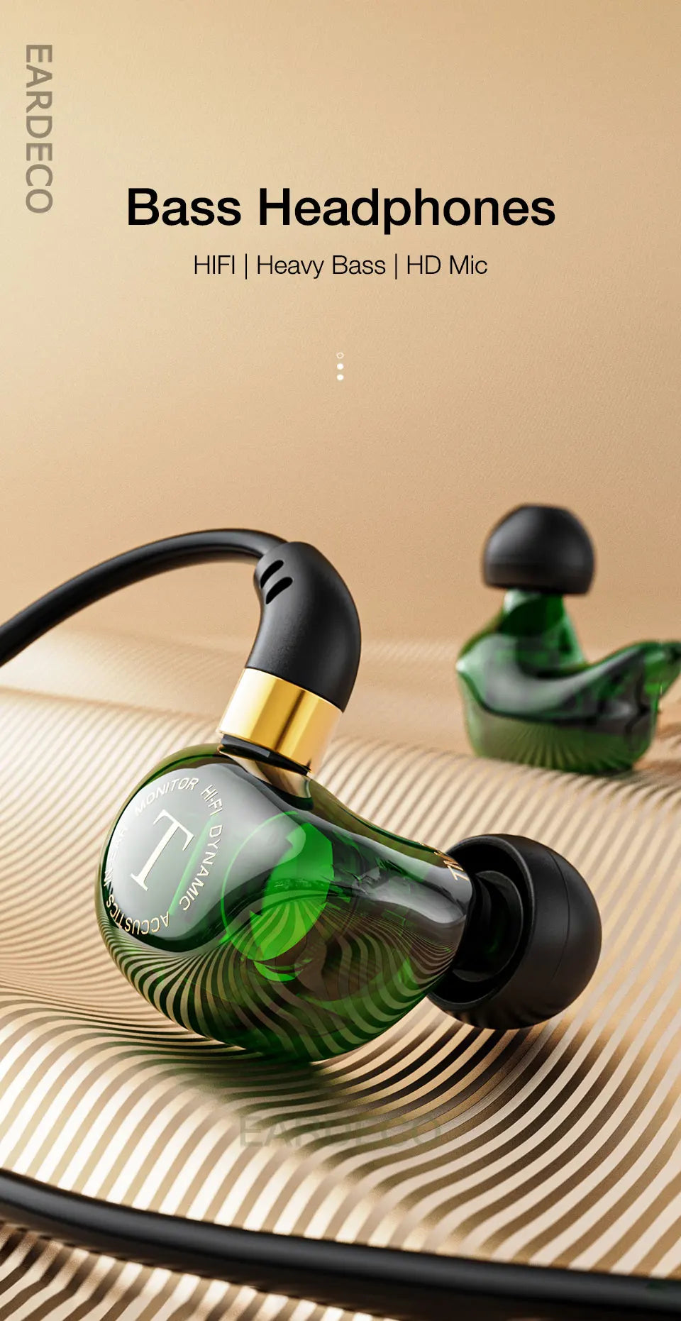 EARDECO HiFi Wired Headphones Heavy Bass In-ear Headphone Headset with Mic Earphone Sport Wire Phone Earbud Headset Stereo