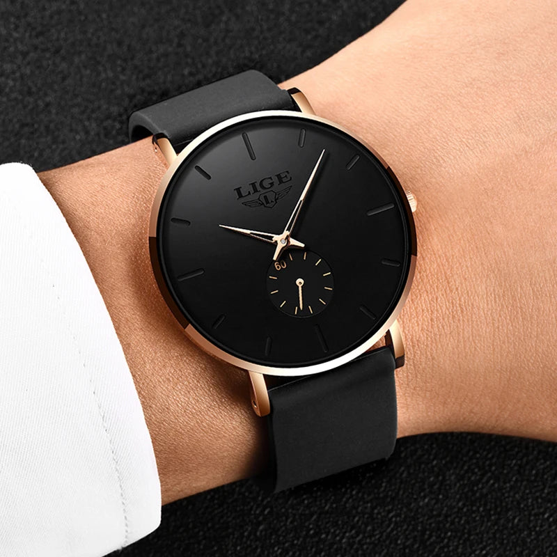LIGE LG10006 Brand Fashion Men's Watches Factory Luxury Waterproof Simple Ultra-Thin Watches Sport Clock Wrist Quartz Watch Men