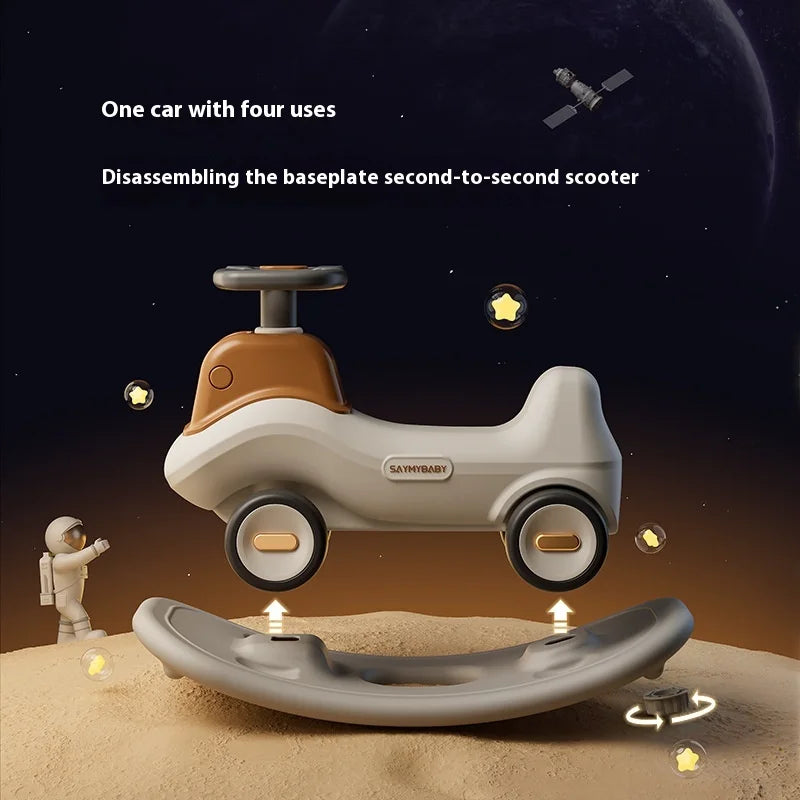 Four-in-One Multifunctional Ride-On Toy for Kids Excavator Rocking Horse Baby Yo-Yo Car with Battery Power Unisex Plastic Toy