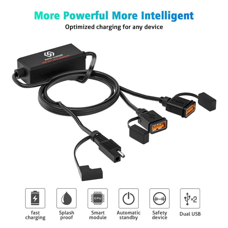 Motorcycle Supplies Dual USB Fast Charging Smart Chip Safety Device Waterproof Mobile Phone Adapter Usb Chargers for Motorbik