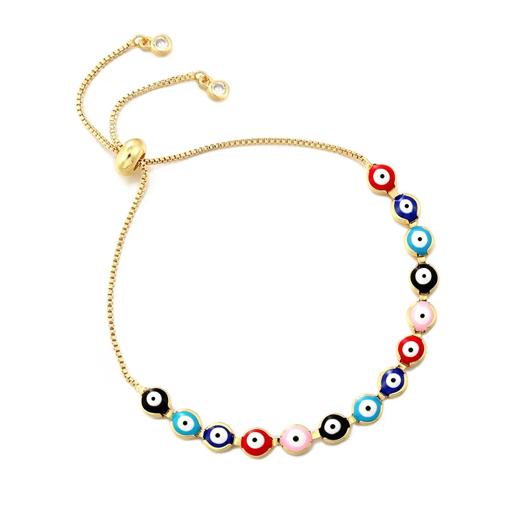 Fashion Lucky Black White Red enamel Eyes Charm Bracelet Eye Beaded Bangle For Women Free Adjustment New Fashion Jewelry Gift