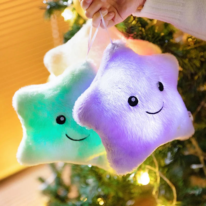 Cute Star LED Light Glow in Dark Stuffed Pillow Doll Luminous Pillow Toy with PP Cotton Filling Kids Toys for Children
