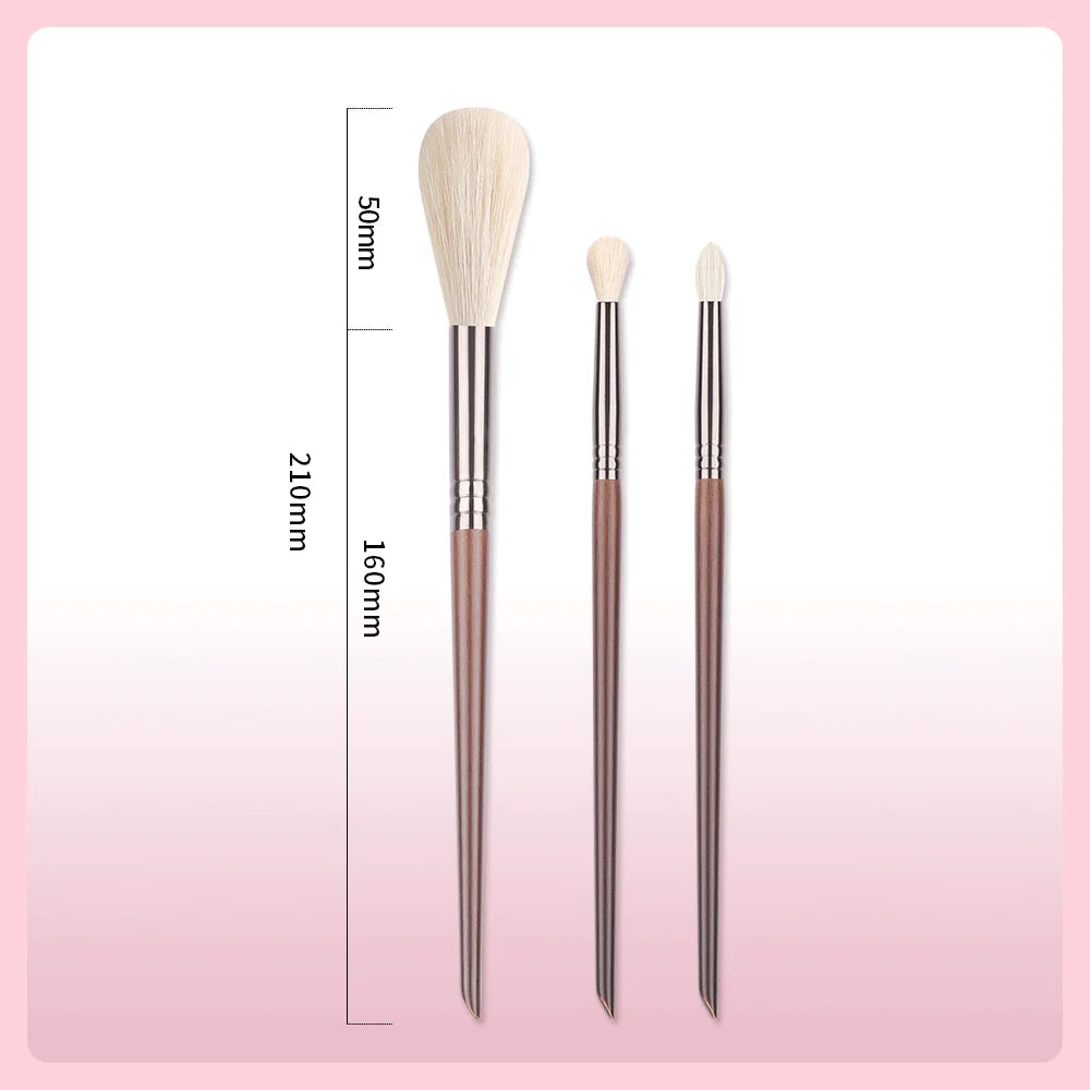 BETHY BEAUTY  Smudge Makeup brushes 3PCS Natural Goat Hair Eyeshadow Detail  and Highlight Blending Beauty Cosmetic Brushes