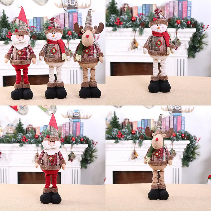 Christmas Dolls Tree Decor New Year Ornament Reindeer Snowman Santa Claus Standing Doll  Navidad Decoration Merry Christmas 2023