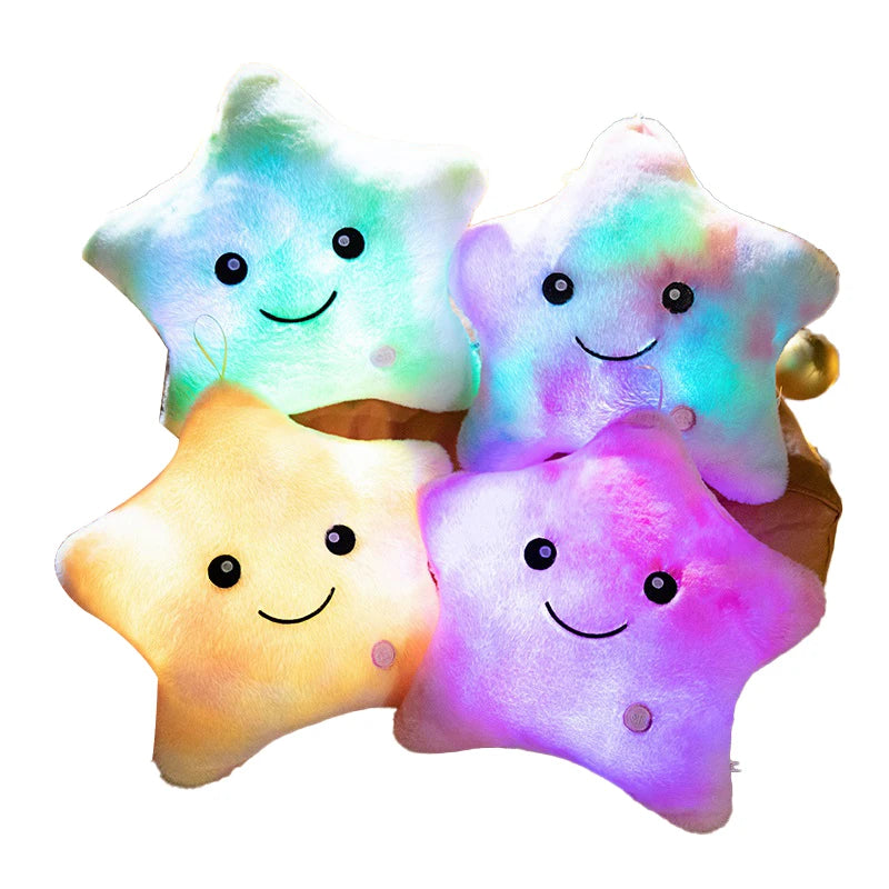 Cute Star LED Light Glow in Dark Stuffed Pillow Doll Luminous Pillow Toy with PP Cotton Filling Kids Toys for Children