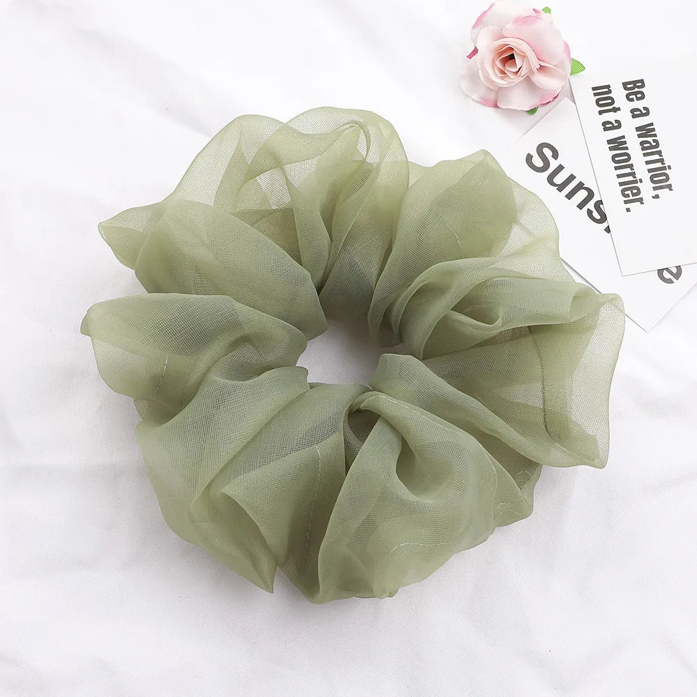 2020Korean Big Size Organza Hair Scrunchies For Women Elastic Hair Bands Girl Headwear Ponytail Holder Hair Tie Hair Accessories