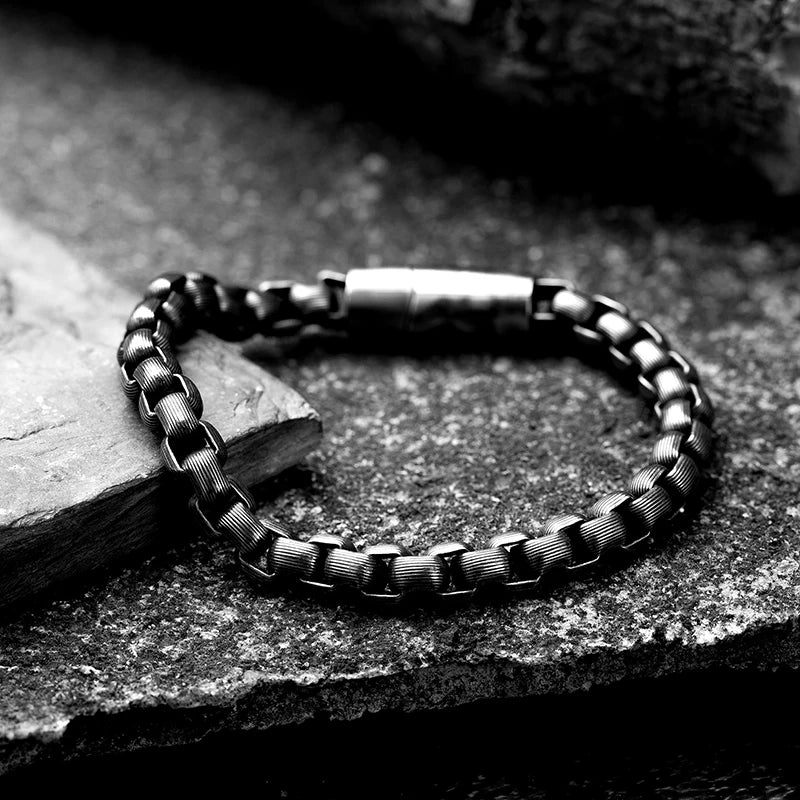 Stainless Steel Bracelet Men Vintage Hand Chain Punk Motorcycle Accessories boy Jewelry Retro Metal Charm Bracelets Friends Gift