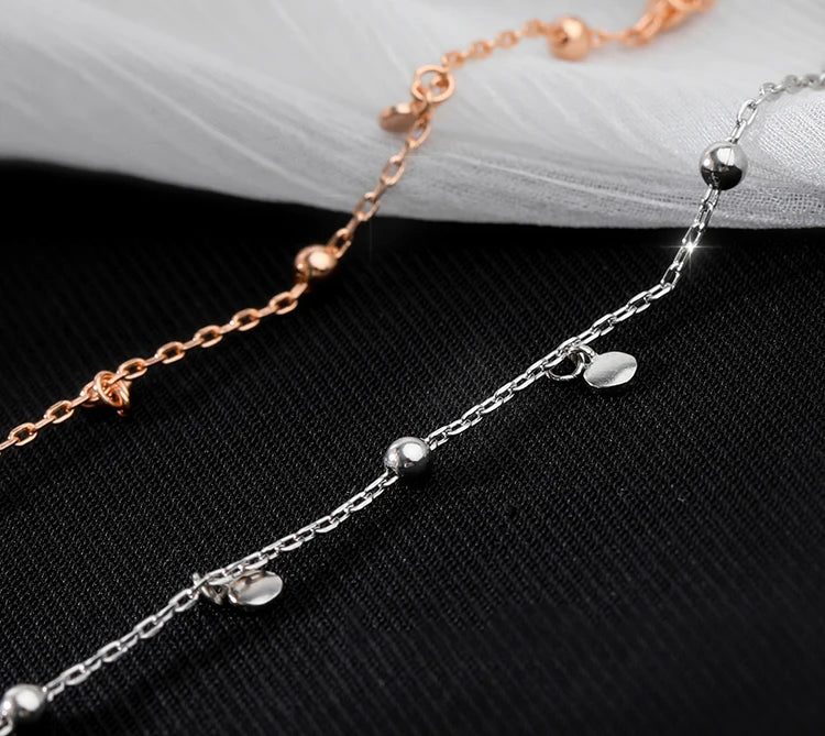 Choker Necklaces for Women Real 925 Sterling Silver Geometric irregular Round Necklaces Clavicle Chain Cute Jewelry Accessories