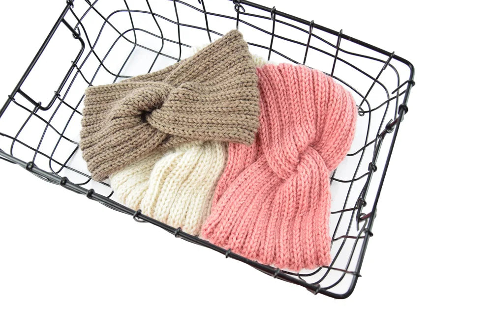 Winter Warm Knitted Knot Cross Headband for Women Girls Autumn Elastic Hair Holder Hair Band Solid Headwear Hair Accessories