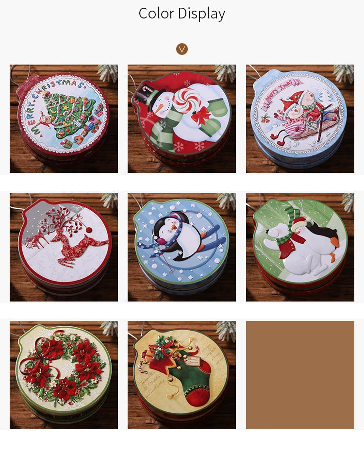 Christmas Candy Gift Packaging Iron/Tin Box Sweet Jar Christmas Tree Hanging Ornament Party Handmade Cookies Decoration