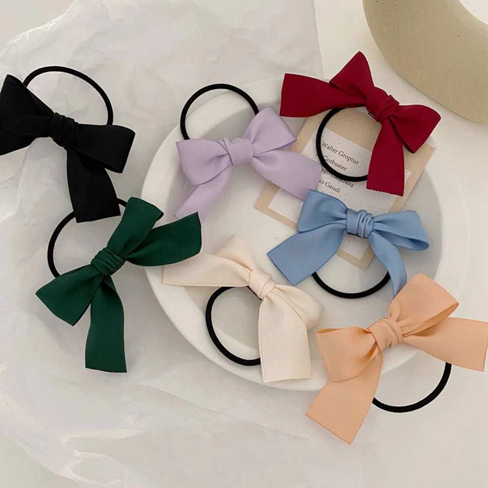 Women Hair Accessories Rubber Bands Tiara Satin Ribbon Hair Bow Elastic Hair Band Rope Scrunchies Ponytail Holder Gum for Girls