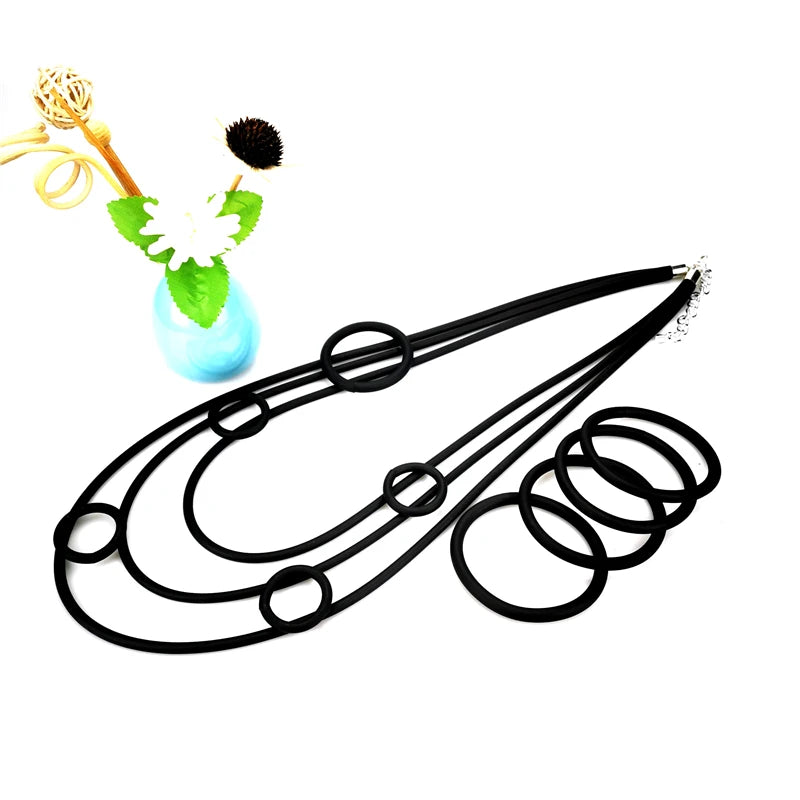 UKEBAY New Women Jewelry Set Ladies Fashion Rubber Necklace And Bracelets Handmade Necklaces Gothic High Street Jewellery Sets