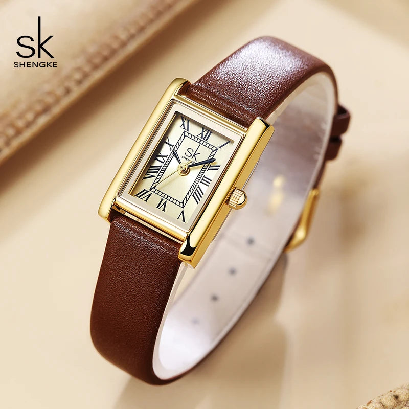 SK Fashion Ladies Genuine Leather Watches Luxury Small Women's Watch Fashionable Waterproof for Business Watch Women