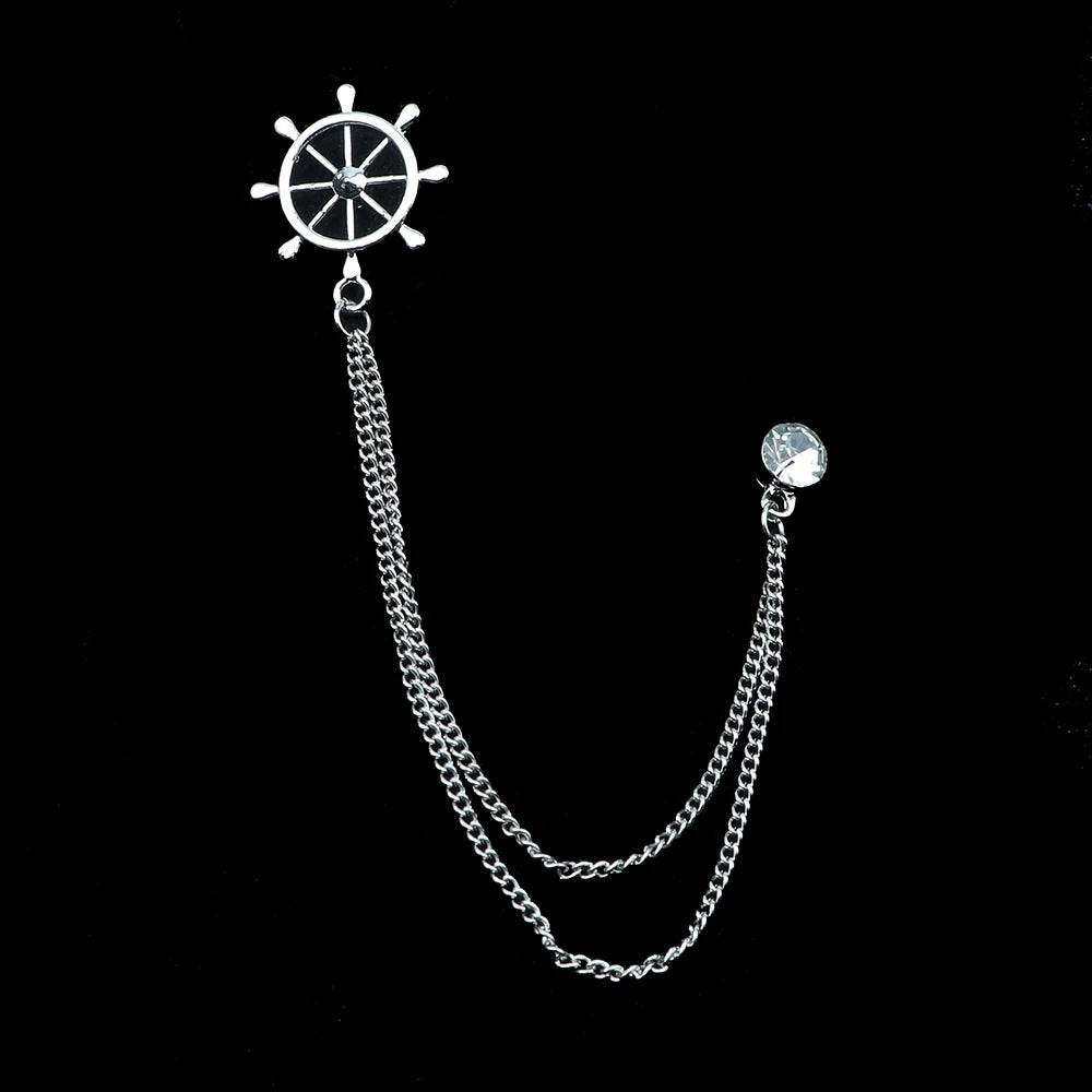 Man Brooch Cross Suit Tassel Chain Lapel Pin Suit Shirt Collar Brooch Badge Retro Pins Wedding Party Dance Neckwear Accessories