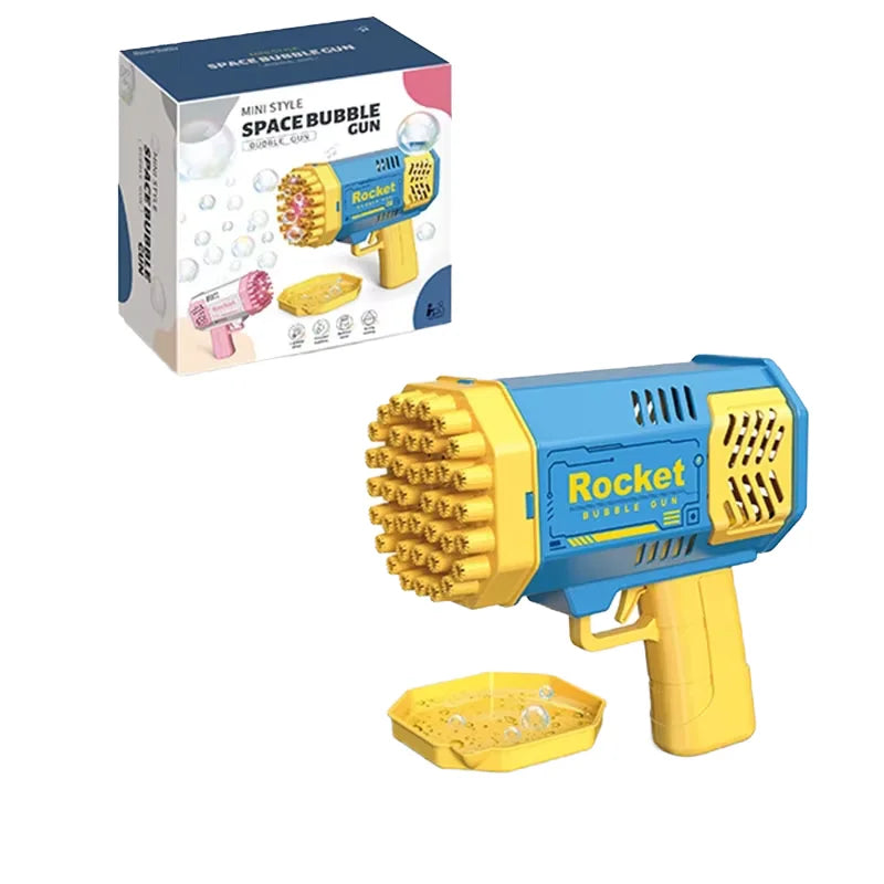 Unisex Summer Outdoor Electric 40 Holes Rocket Automatic Soap Bubble Gun Machine ABS Toy Educational for Kids Years Made Plastic