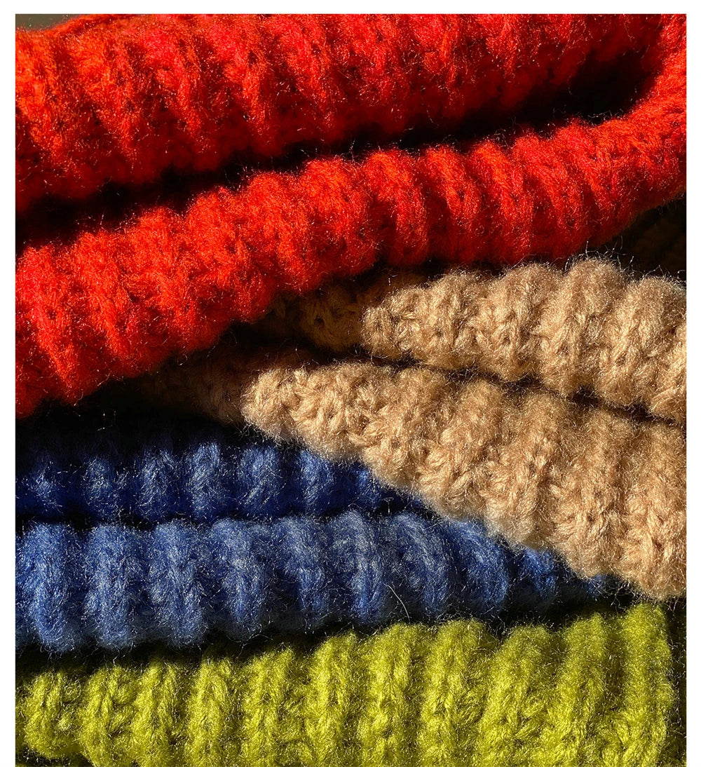 Winter Knitted Women's Hats Lock Temperature Warm Unisex Caps Skin-friendly Soft Big Head Woolen Beanie Clothing Accessories