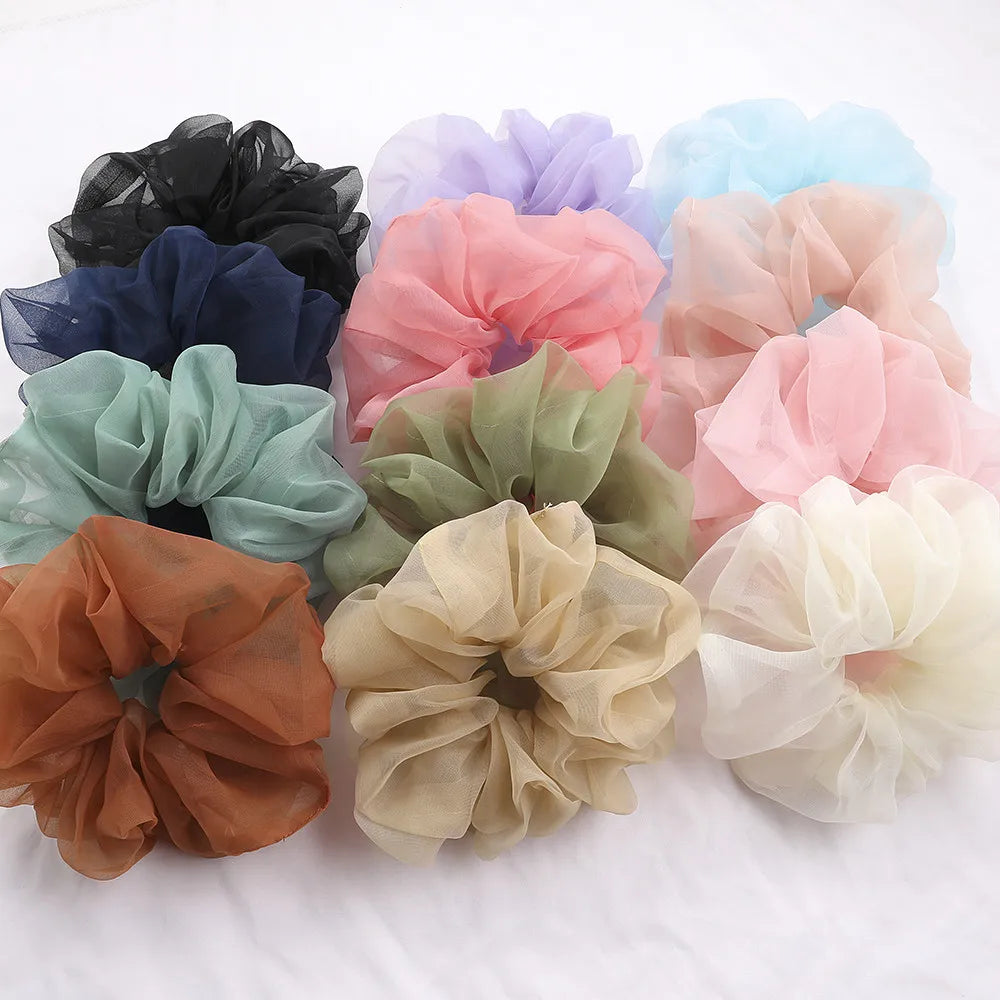 2020Korean Big Size Organza Hair Scrunchies For Women Elastic Hair Bands Girl Headwear Ponytail Holder Hair Tie Hair Accessories