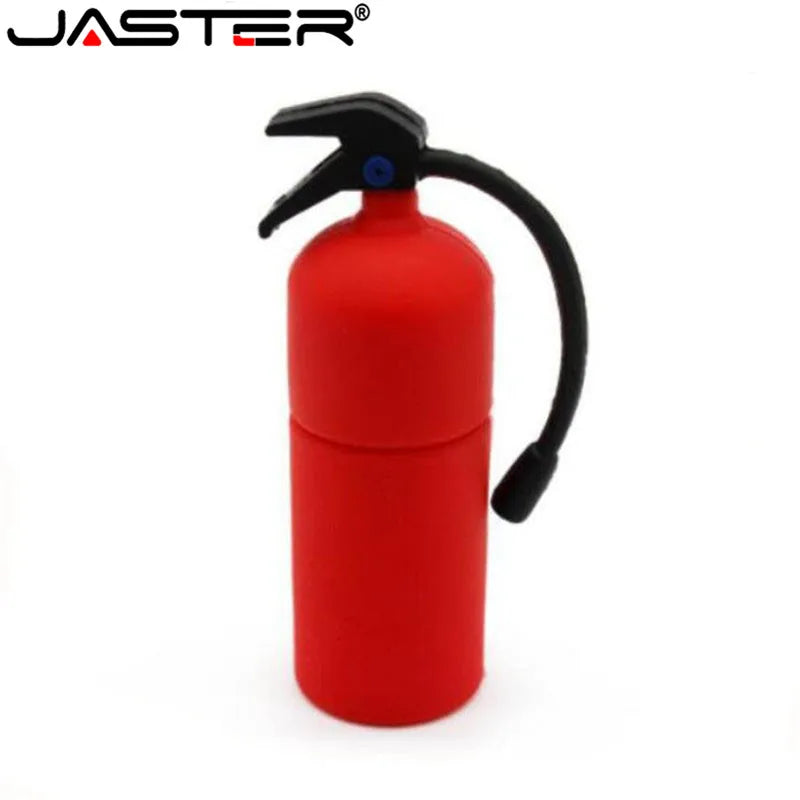 JASTER Cartoon Fire Extinguisher USB 2.0 Flash Drive 128GB Cute Silicone Memory Stick 64GB Gifts For Children Pen Drive 32GB 8GB