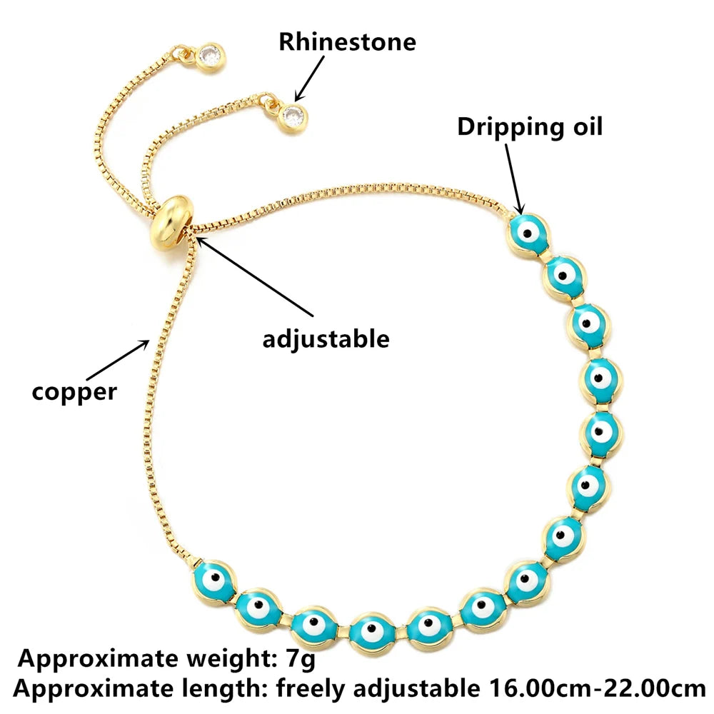 Fashion Lucky Black White Red enamel Eyes Charm Bracelet Eye Beaded Bangle For Women Free Adjustment New Fashion Jewelry Gift