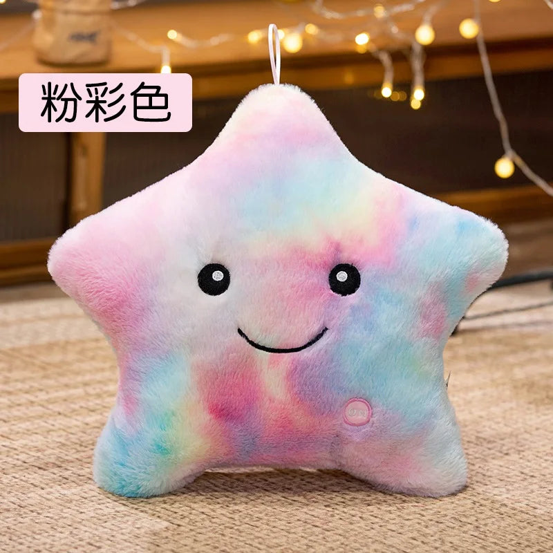 Cute Star LED Light Glow in Dark Stuffed Pillow Doll Luminous Pillow Toy with PP Cotton Filling Kids Toys for Children