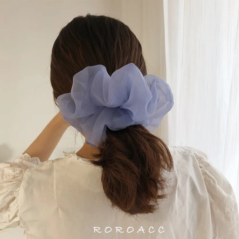 2020Korean Big Size Organza Hair Scrunchies For Women Elastic Hair Bands Girl Headwear Ponytail Holder Hair Tie Hair Accessories