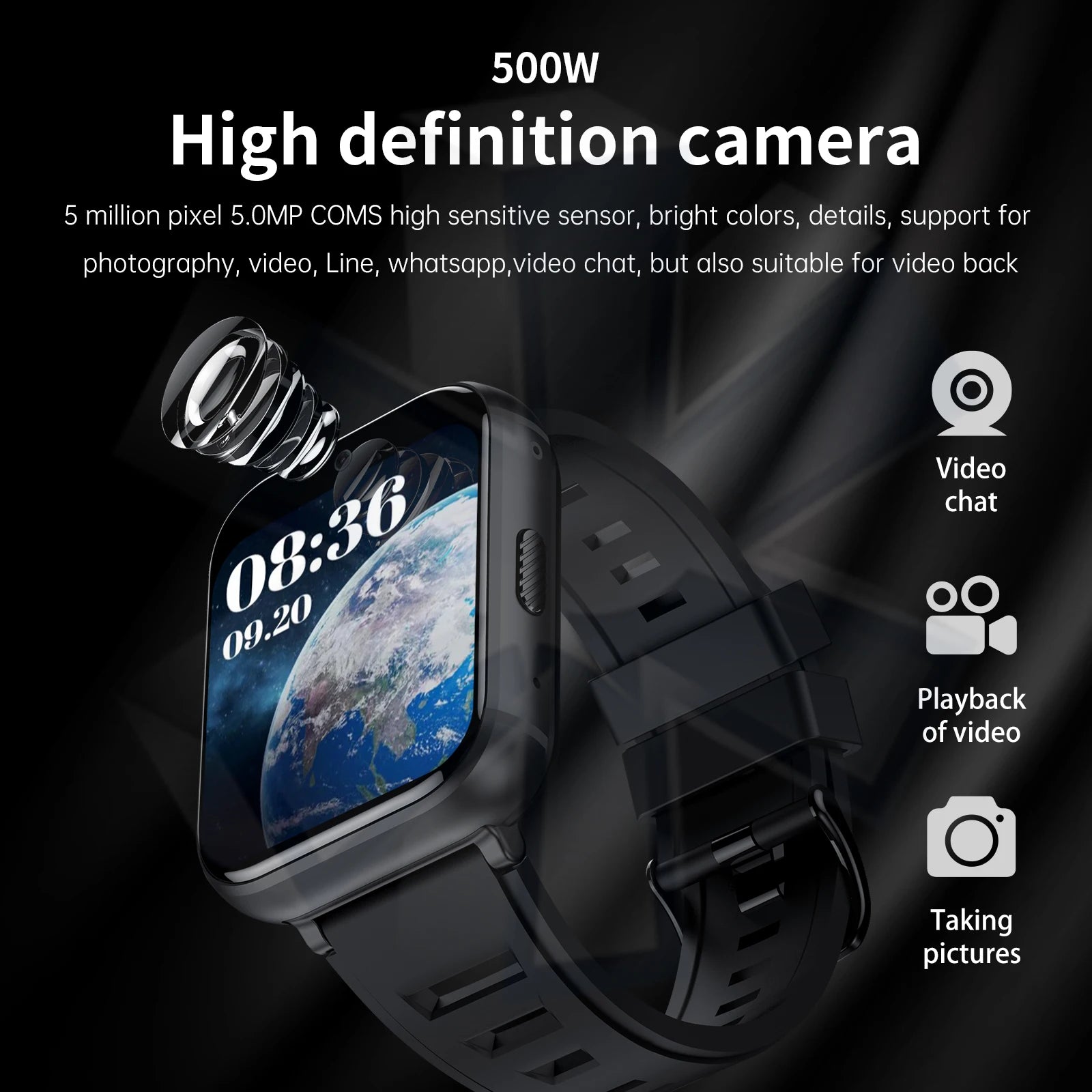 2025 Android Smart Watch 4G with 2.08 Inch Full Round Large Screen SIM Card Slot 4GB RAM 64GB ROM WiFi GPS 4G Smart Watch Q668