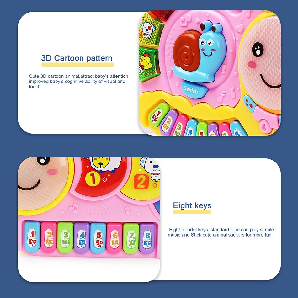 Kid Cartoon Piano Keyboard Game Electronic Multifunctional Toy Animal Sound Flashing Light Baby Instrument Educational Toys Gift