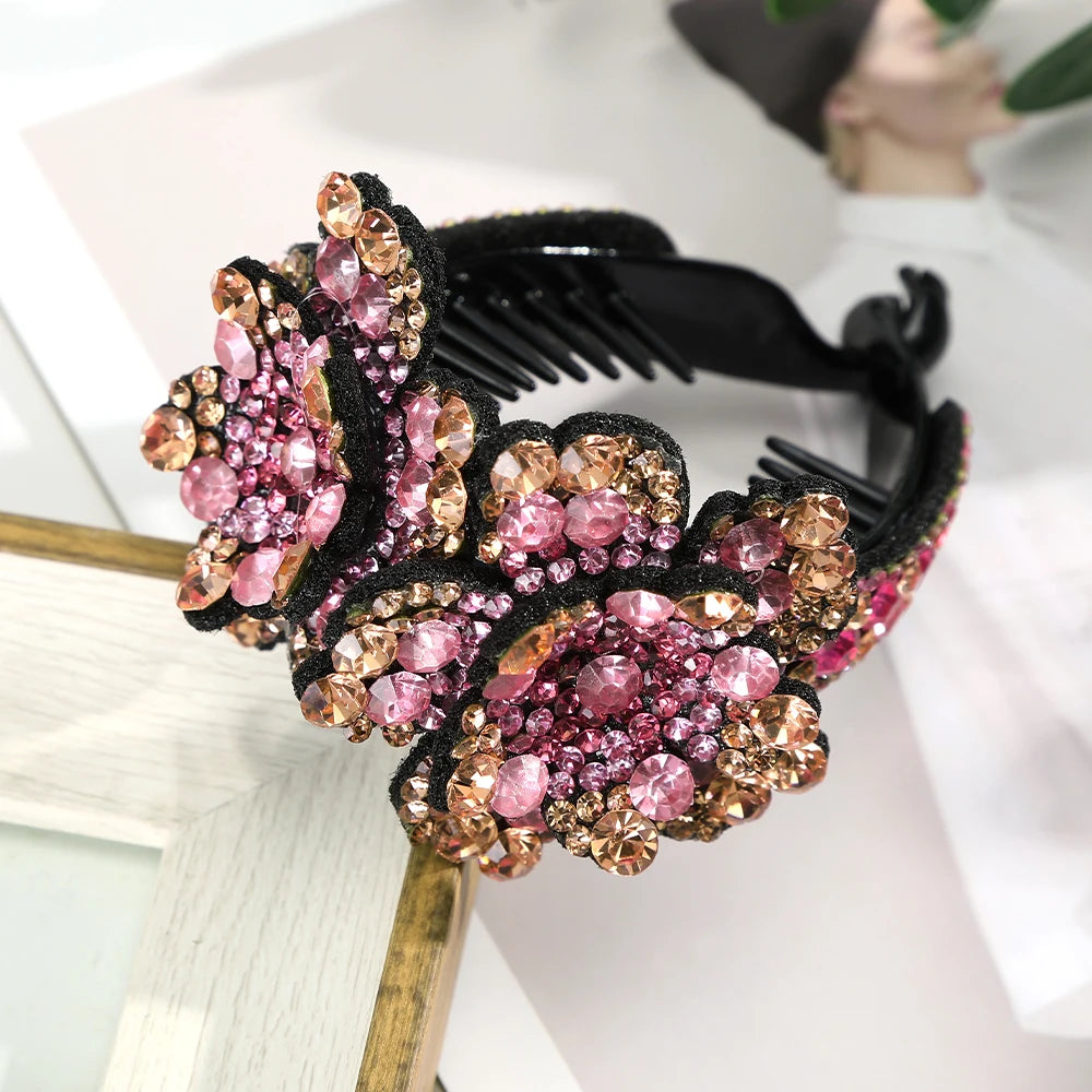 AWAYTR Women Flower Hair Clips Claw Rhinestone Ponytail Hair Accessories Hairpins Ladies Headbands Girls Ornaments Barrettes