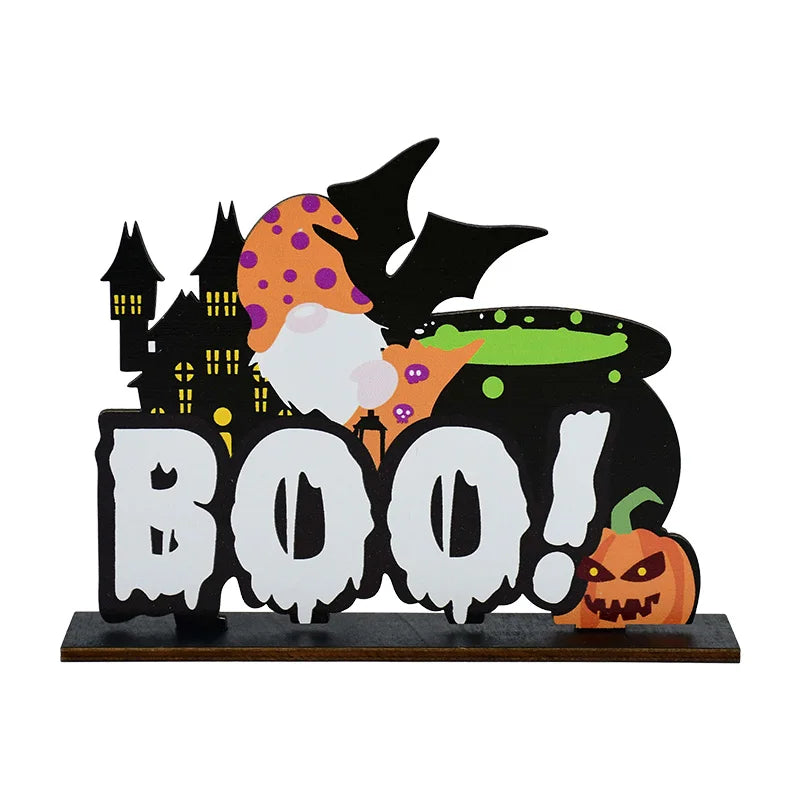 Halloween Wooden Ornaments Pumpkin Ghost Trick or Treat Pendants Halloween Party Decoration for Home Door Hanging Signs Kids Toy