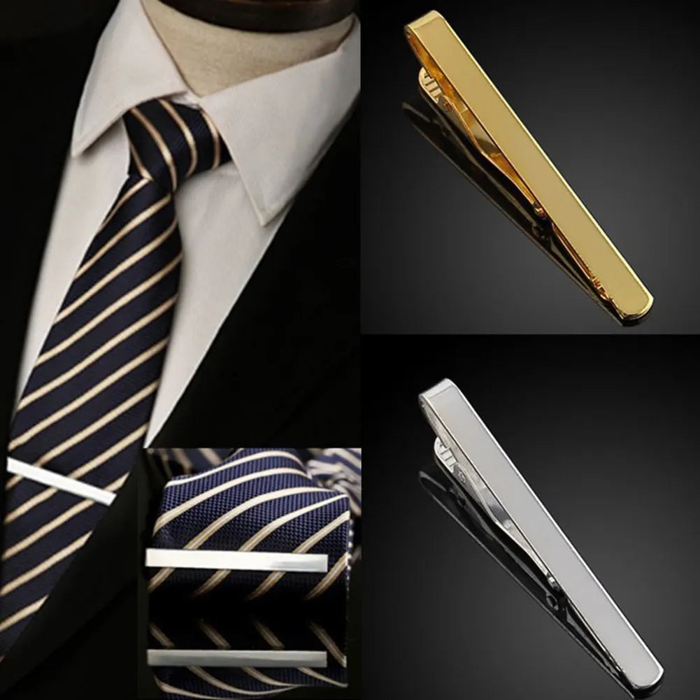 Tie Clip Necktie Accessories Fashion Style Ties for Men Metal Tone Simple Bar Clasp Practical Clasp Tie Pin for Mens Collar Clip