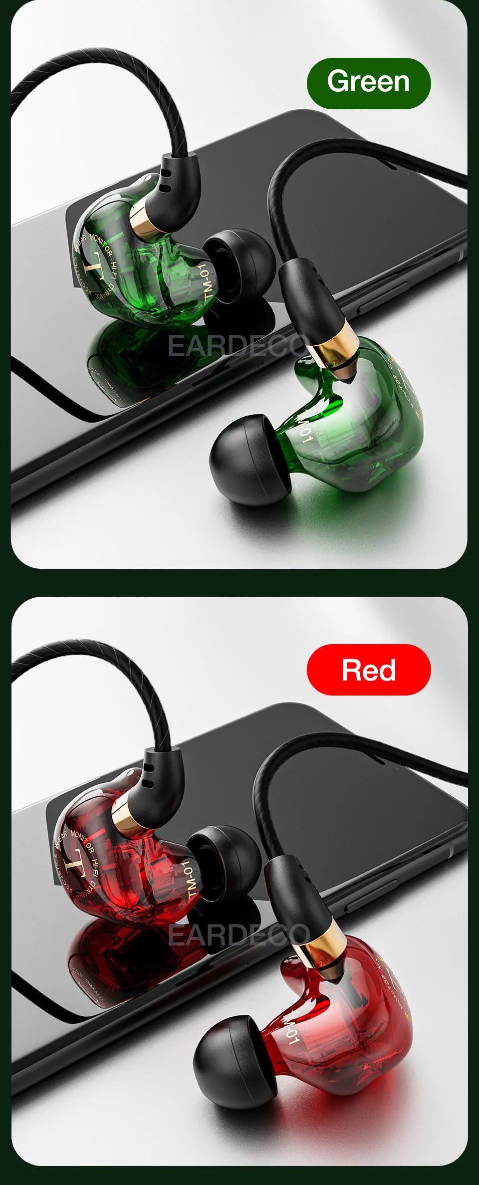 EARDECO HiFi Wired Headphones Heavy Bass In-ear Headphone Headset with Mic Earphone Sport Wire Phone Earbud Headset Stereo