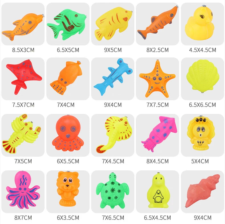 Kids' Fishing Toy Set Play Water Toys for Baby Magnetic Rod and Fish with Inflatable Pool Outdoor Sport Toys for Children