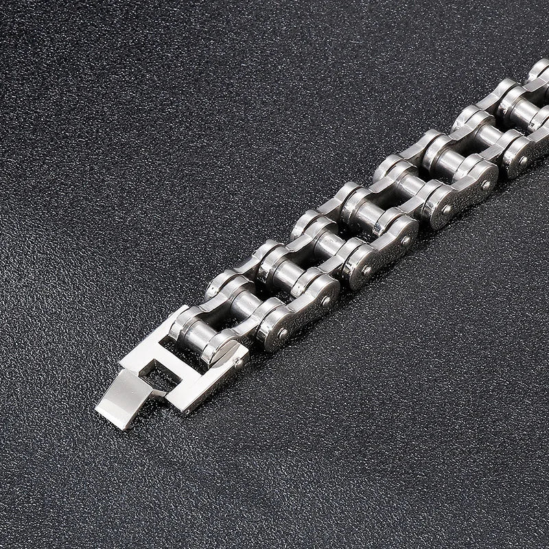 Trendy men's fashion accessories stainless steel bracelet Simple and versatile motorcycle bicycle chain men's jewelry