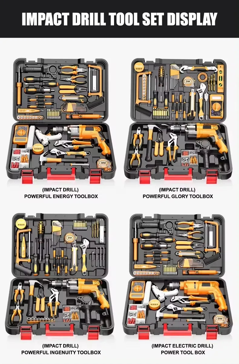 Factory Cordless Hardware Electrical Power Kit Includes Combination Box Drill Machine Set Hand Wrench Other Home Improvement
