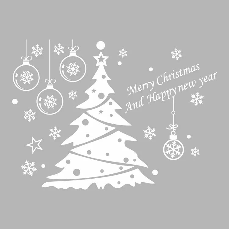 Christmas Tree Decoration Glass Windows Wall Stickers Snowflake Living Room Decals Festival Home Decor Happy New Year Wallpaper