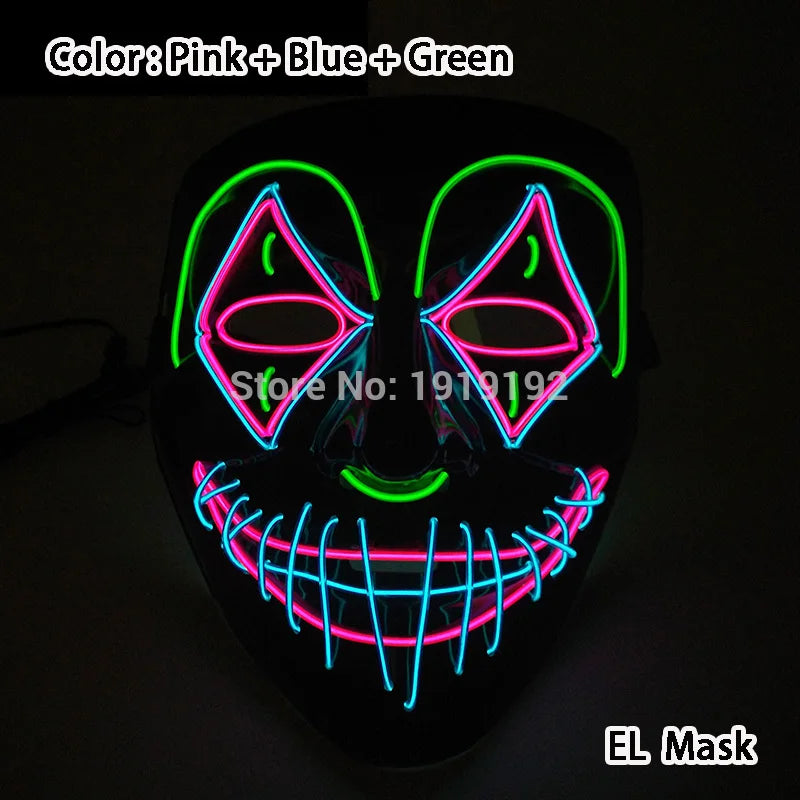 Halloween Carnival Party Costume Decoration Luminous LED Mask Halloween Mask LED Maske Light Up Party Masks for Glow Party
