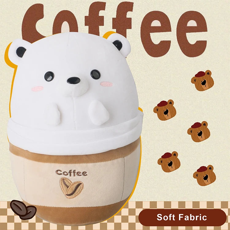 D KING Manufacturer's Cute Coffee Bear Toys Super Soft Plush Stuffed Animal Design with PP Cotton Filling