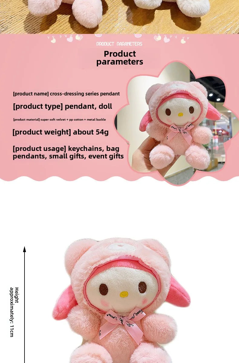 Cute Cross-Dressing Bear Mini Plush Pendant Doll Super Soft Wholesale Melody Cartoon Keychain Toy  Feature Washed