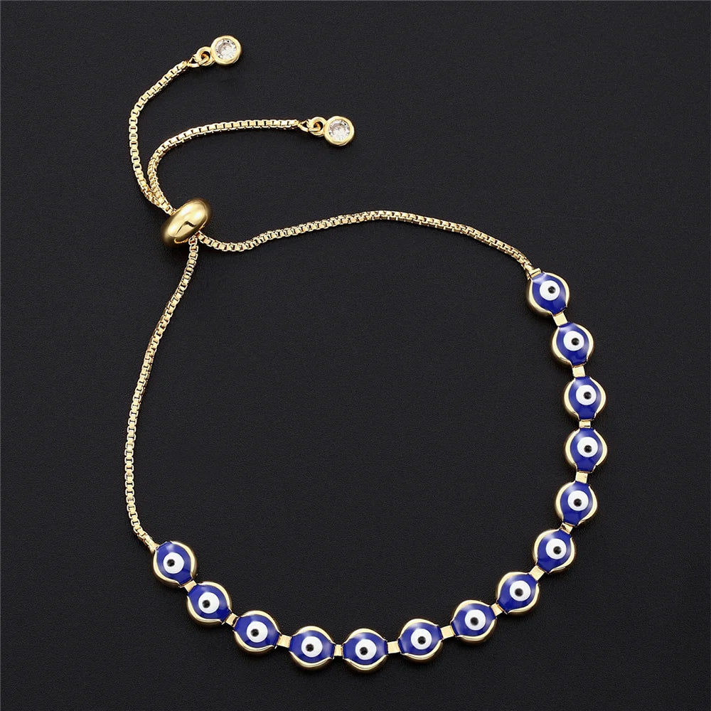 Fashion Lucky Black White Red enamel Eyes Charm Bracelet Eye Beaded Bangle For Women Free Adjustment New Fashion Jewelry Gift